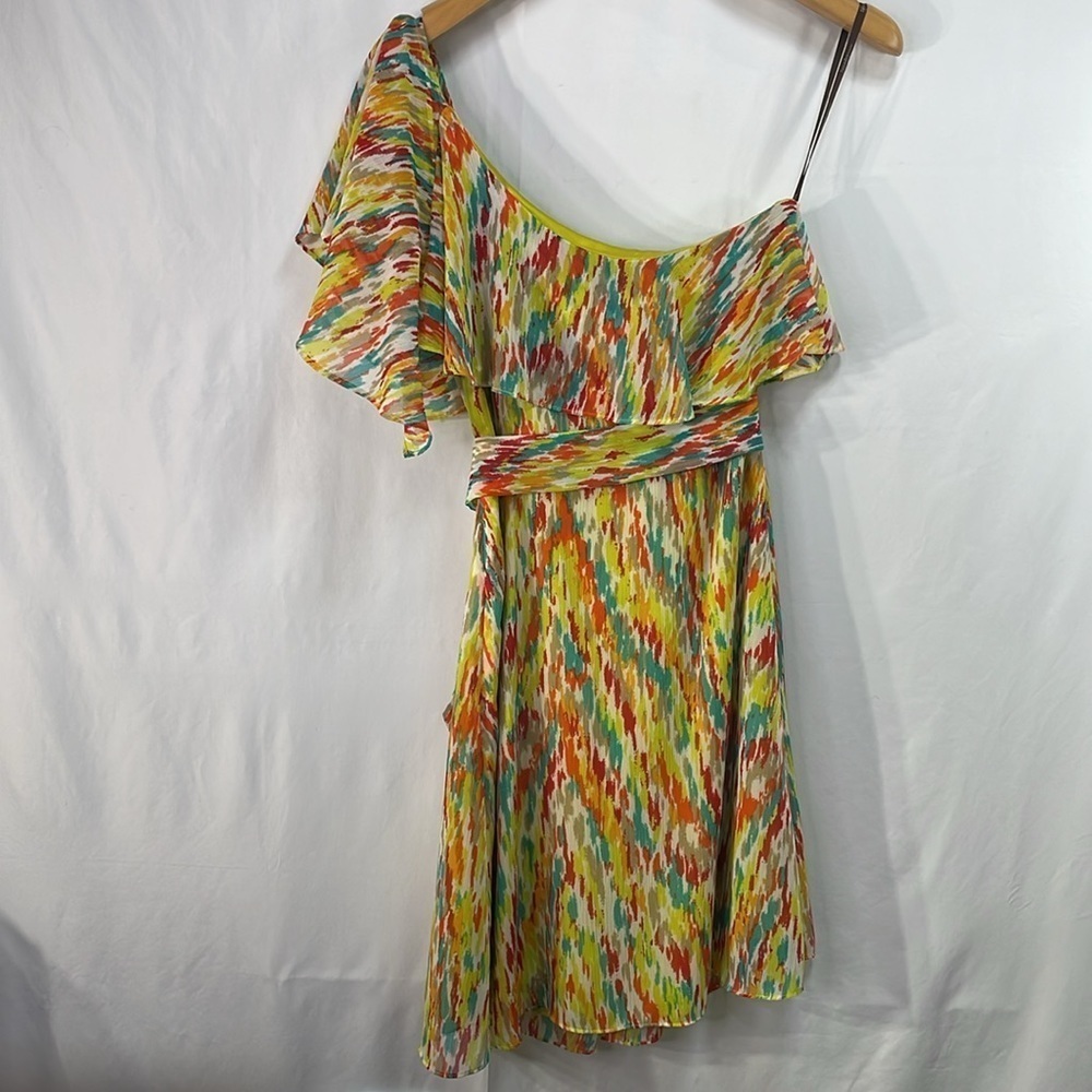 Laundry by design, Bright multicolored chiffon, one shoulder chiffon dress - Picture 4 of 5
